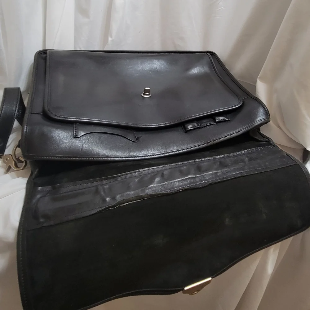 Rare Vintage Rockport Black Full Grain Leather Briefcase